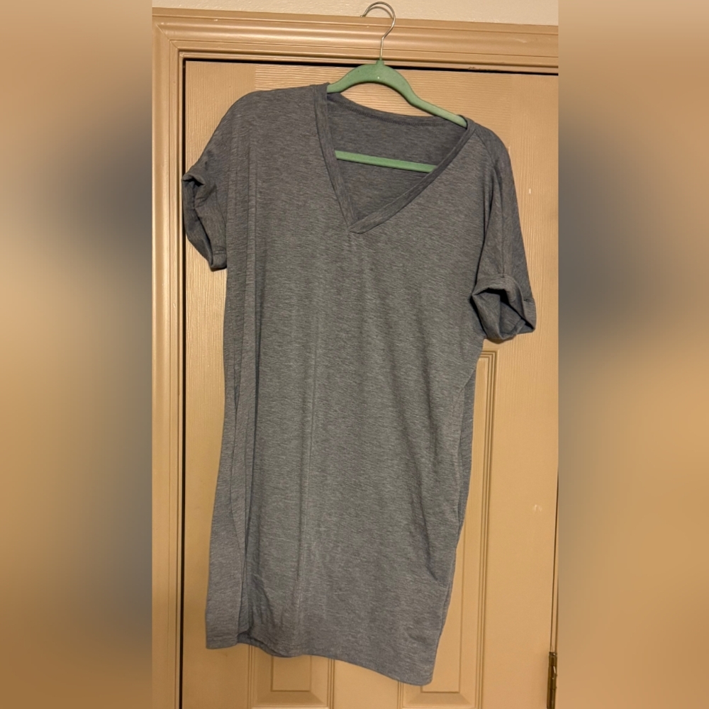 Gray V-Neck T-Shirt dress